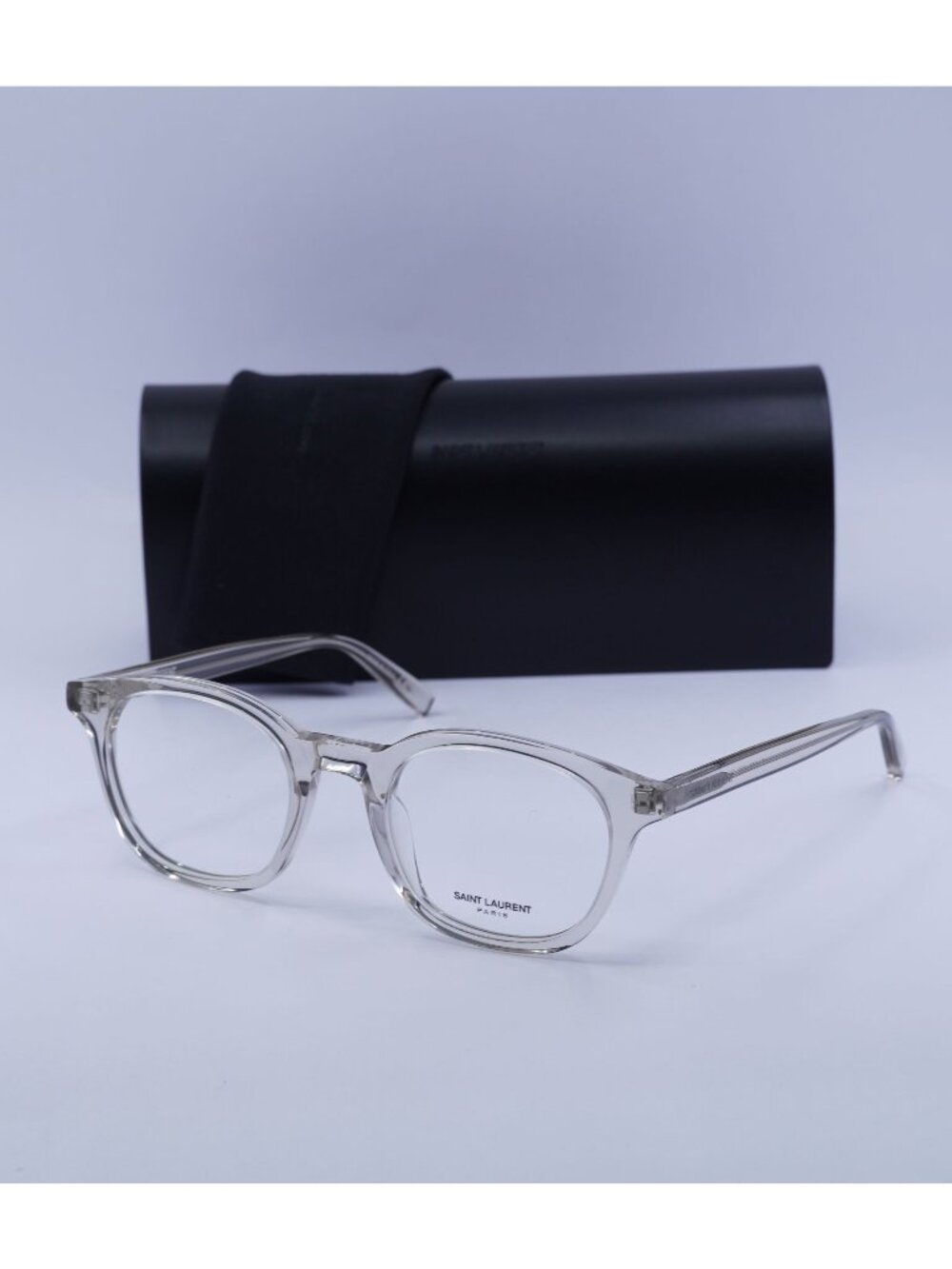 Saint Laurent SL588 003 Square Eyeglasses 50mm – Transparent Beige